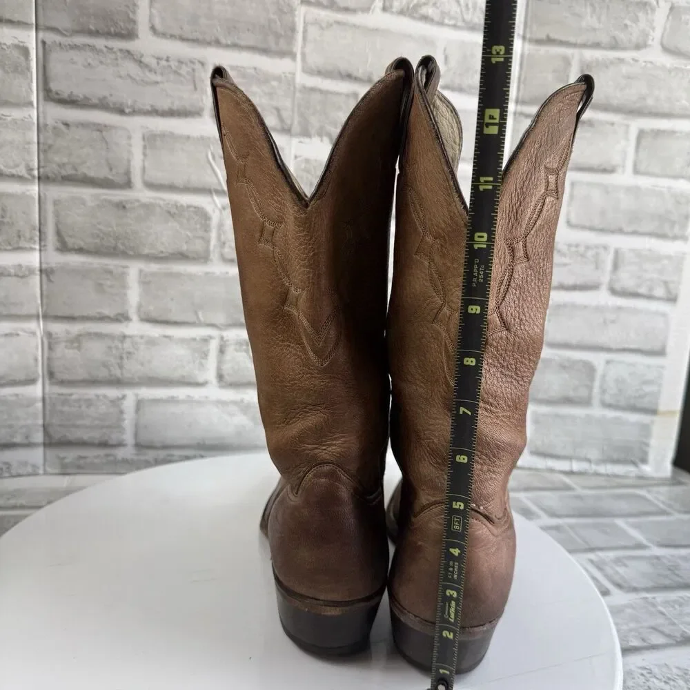 Abilene Vintage Men’s Size 9 D Brown Leather Distressed Cowboy Western Boots